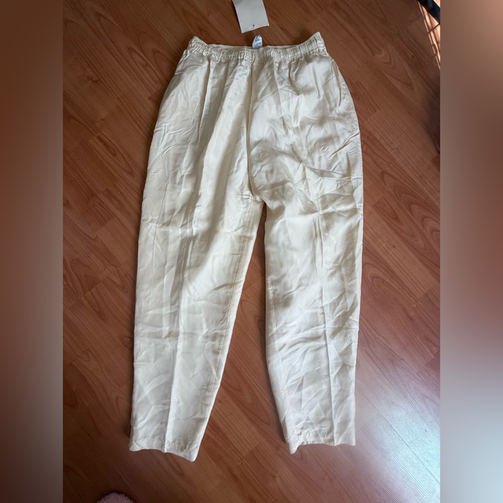 Vintage NWT Women’s Euro Joy M 100% Silk Ivory Elastic Waist comfy pants